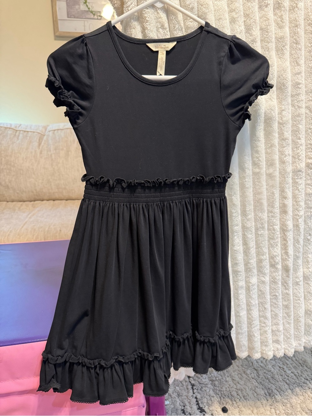 Matilda Jane Black Ruffle Short-Sleeve Dress